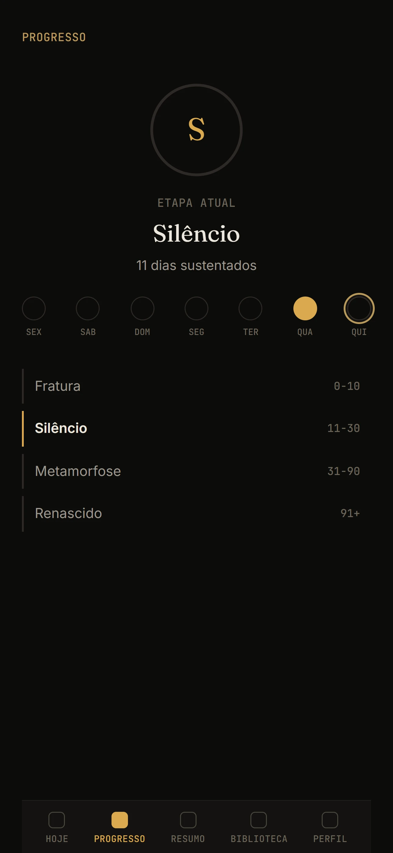 Tela de progresso do Renascer